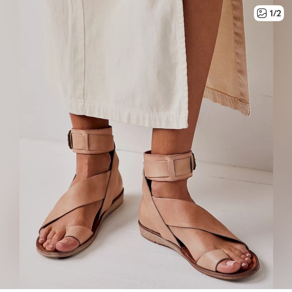 Free People Vale Boot Ankle-Strap Sandals Tan - Picture 2 of 6